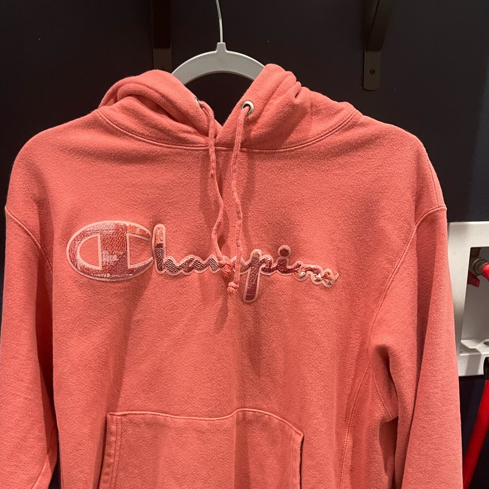 Used rose colored schampion hoodie